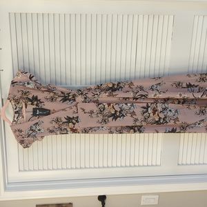 Pink Floral Wrap Dress